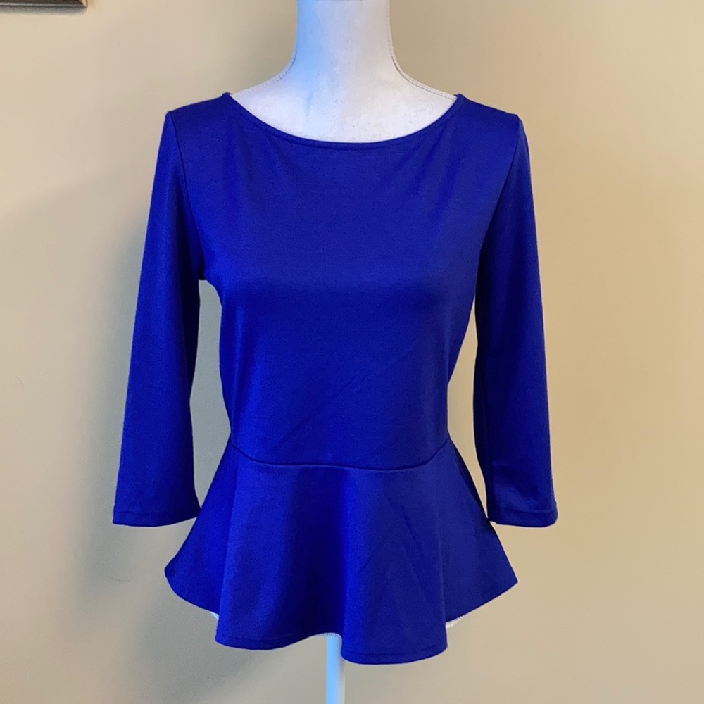 Green Envelope Royal Blue Peplum Top